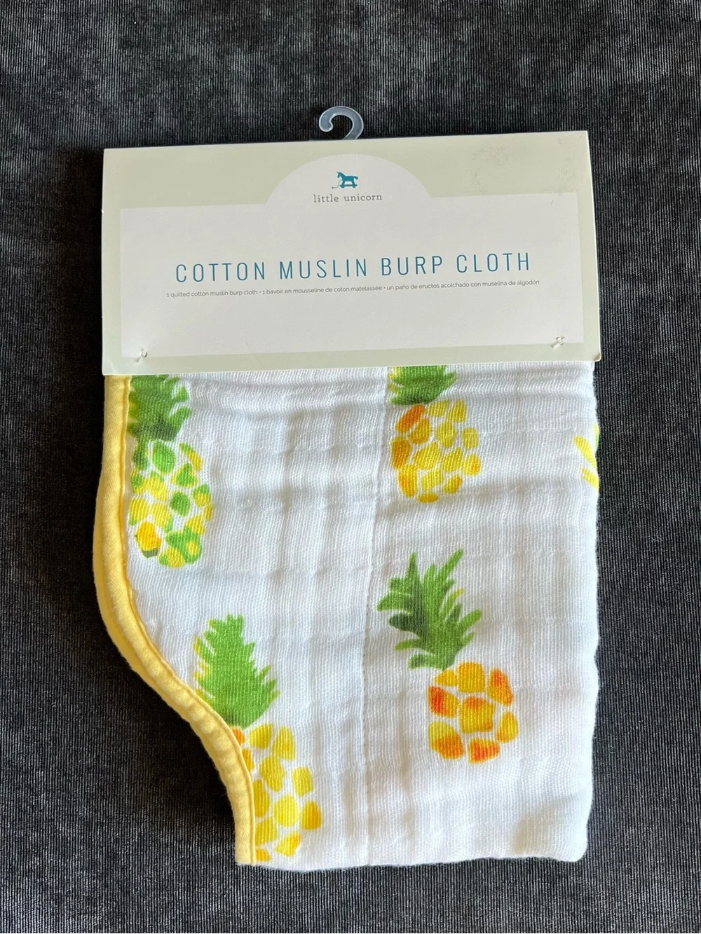 NWT Little Unicorn Pineapple Cotton Muslin Burp Cloth